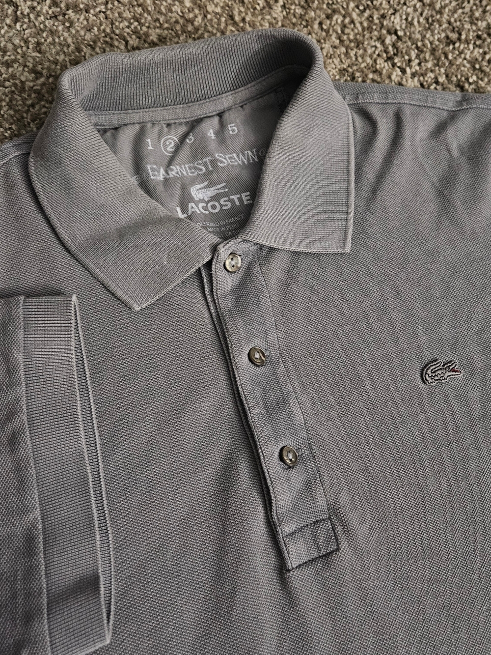 Lacoste The Earnest Sewn Polo Shirt Mens Medium 2 Gray Croc Logo Cotton